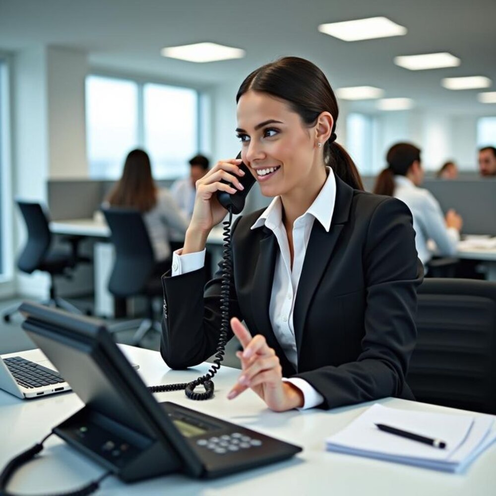 Front desk staff on a customer support call